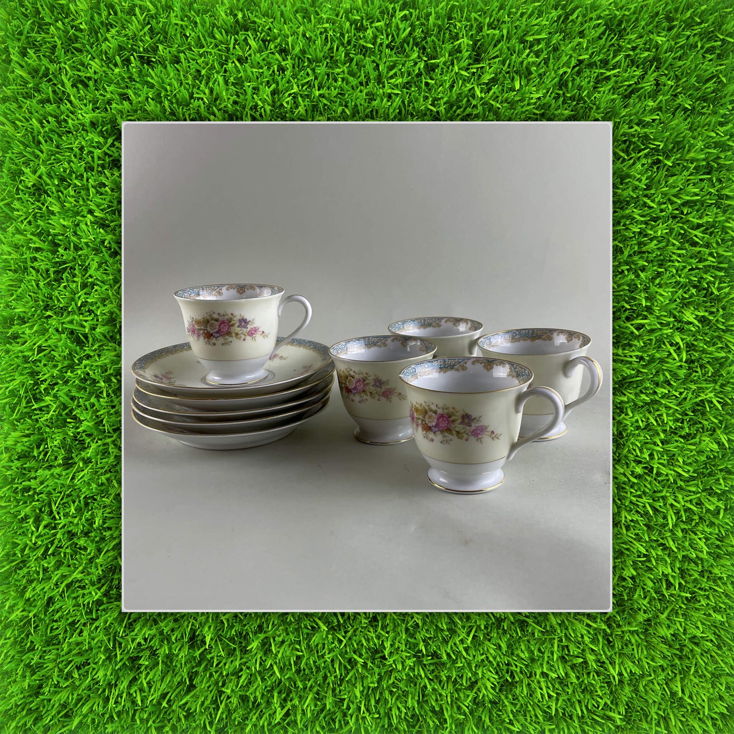 Noritake Footed Demitasse Cups & Saucers Set, Pattern N915 - PICK UP ONLY