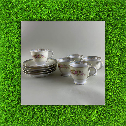 Noritake Footed Demitasse Cups & Saucers Set, Pattern N915 - PICK UP ONLY