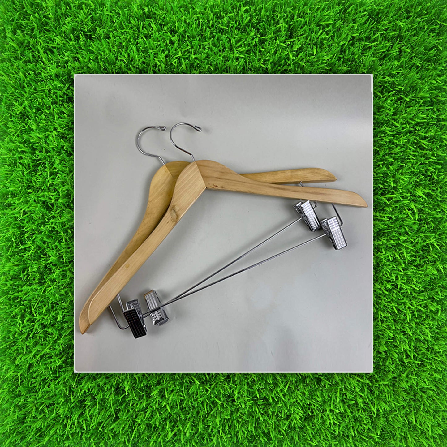Wooden Hangers Set of 2 with Clips