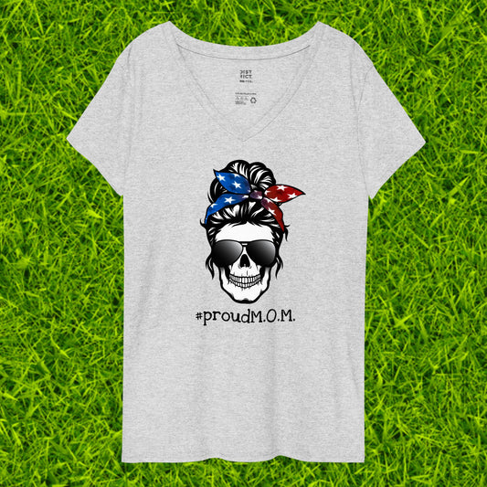 Women’s recycled v-neck t-shirt | #proudM.O.M. 2