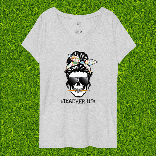 Women’s recycled v-neck t-shirt | #TEACHER.life