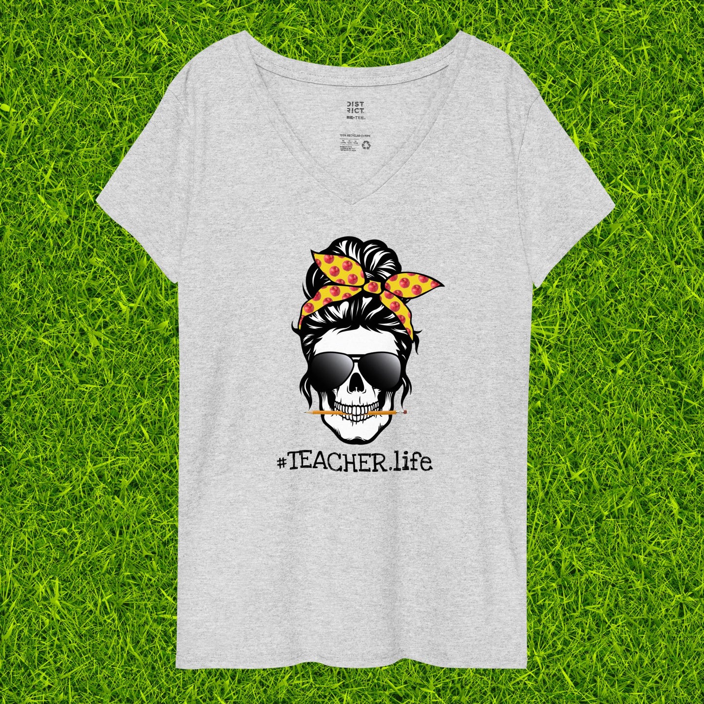 Women’s recycled v-neck t-shirt | #TEACHER.life2